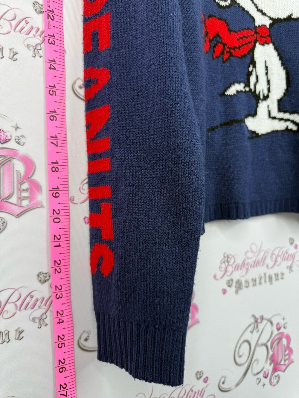 Peanuts knit snoopy sweater Navy Snoopy Graphic Crewneck Sweater Peanuts Design - Picture 3 of 10